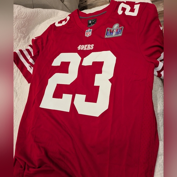 Men's Nike Christian McCaffrey Scarlet San Francisco 49ers Super Bowl LVIII Game - Picture 5 of 6